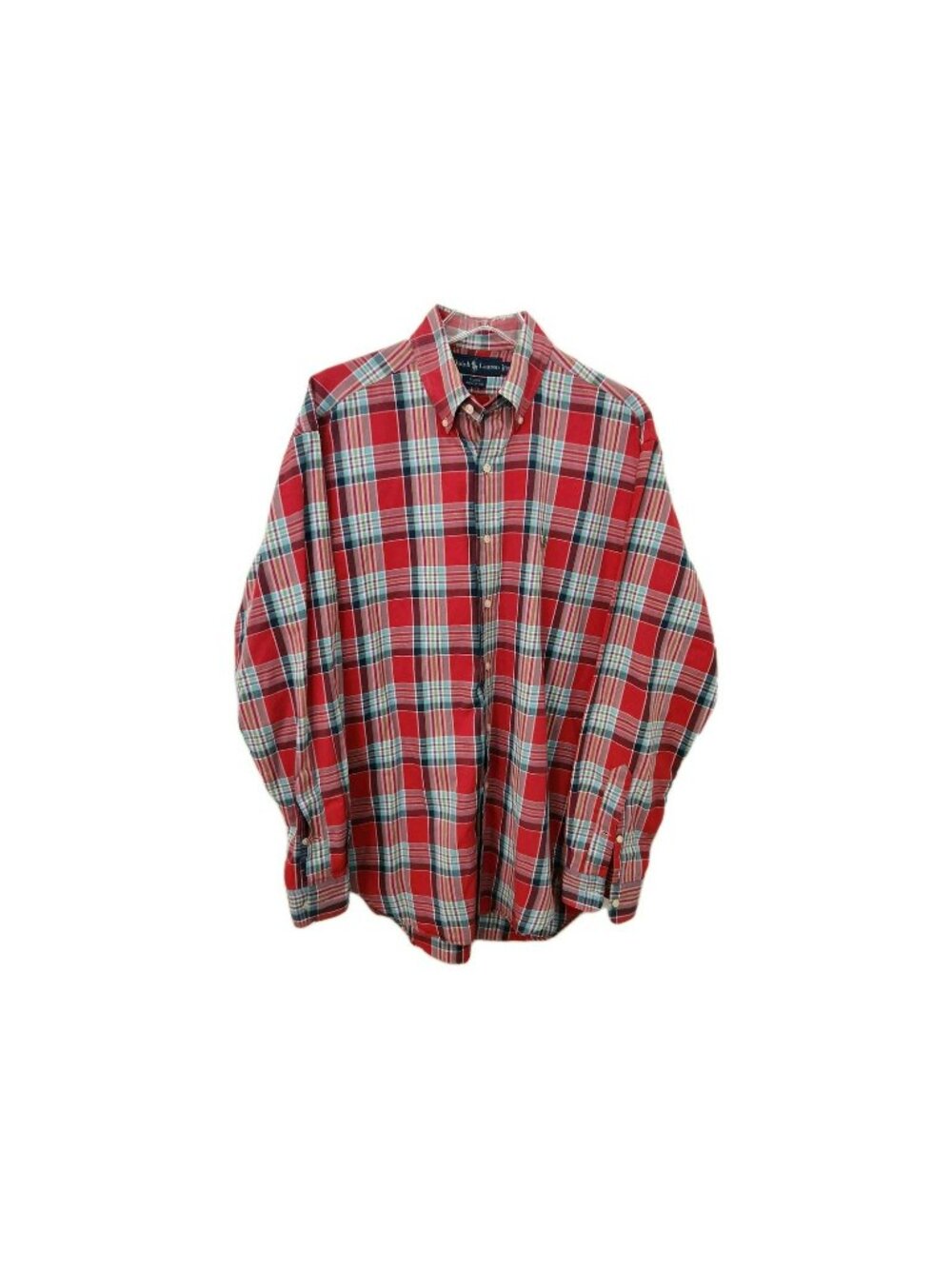Vintage Ralph Lauren Plaid Button Down Shirt Red Preppy Outdoor Mens Medium